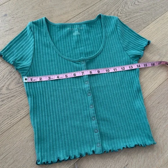 American Eagle Outfitters Teal Ribbed Crop Top Small - Picture 6 of 6